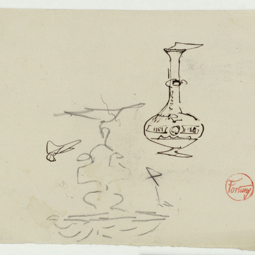 image for: Marià Fortuny - Esbós de sotacopa i ampolla - Cap a 1867-1872