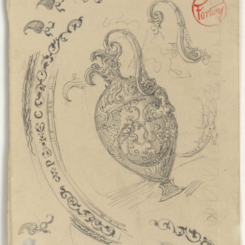 image for: Marià Fortuny - Gerra d'estil rococó i detall d'una sanefa - Cap a 1867-1872