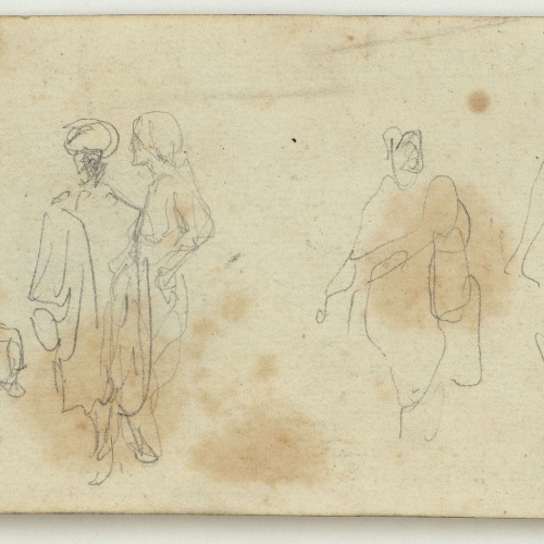 image for: Marià Fortuny - Cabra i camells (anvers) / Marroquins (revers) - Cap a 1860-1862 [1]