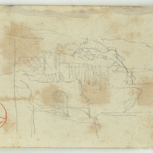 image for: Marià Fortuny - Esbós de paisatge marroquí (anvers) / Marroquins (revers) - Cap a 1860-1862