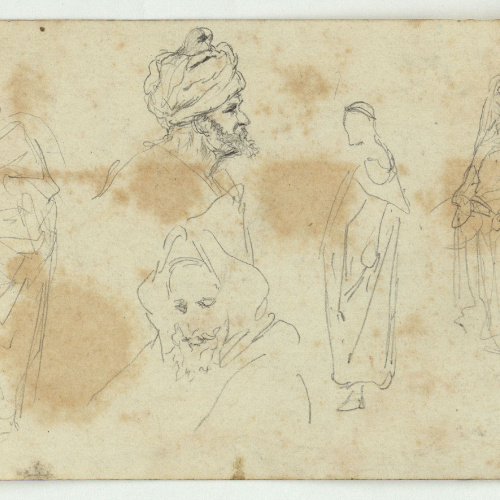 image for: Marià Fortuny - Esbós de paisatge marroquí (anvers) / Marroquins (revers) - Cap a 1860-1862 [1]