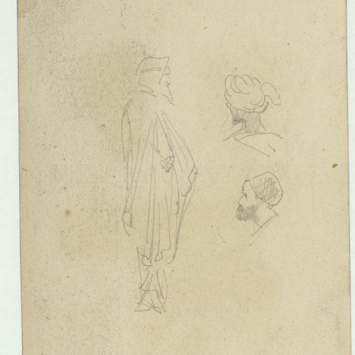 image for: Marià Fortuny - Jueus (anvers) / Caps i figura de marroquins (revers) - Cap a 1860-1862 [1]