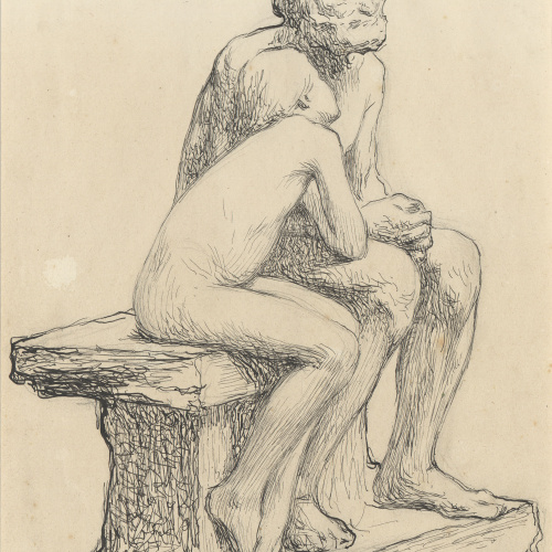 image for: Miquel Blay - Estudi per a l&#039;escultura «Els primers freds» - Cap a 1892