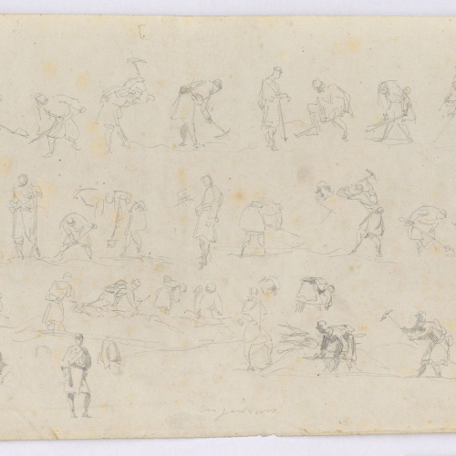 image for: Marià Fortuny - Esbossos de soldats en diverses actituds - Cap a 1860-1862