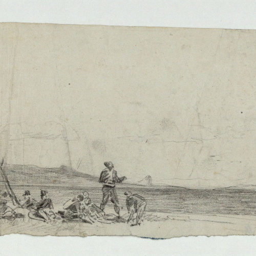 image for: Marià Fortuny - Soldats espanyols a la platja - Cap a 1860