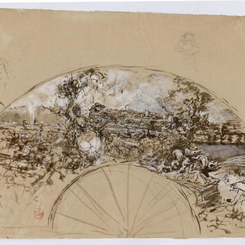 image for: Marià Fortuny - Estudi per a un ventall amb escena galant (anvers) / Estudi per a un ventall amb escena galant (revers) - Cap a 1870