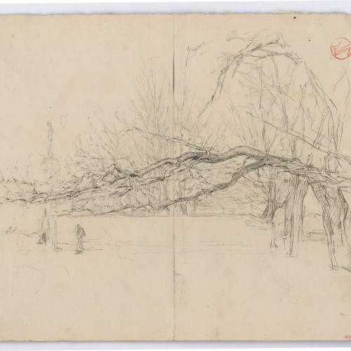 image for: Marià Fortuny - Estudi per a l&#039;aquarel·la «Mascarada» (anvers) / Paisatge (revers) - Cap a 1868-1870