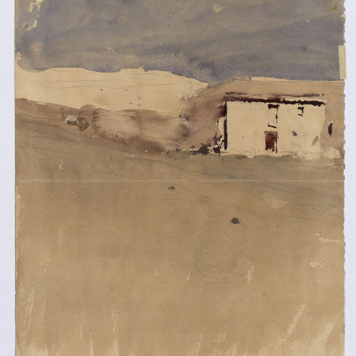 image for: Marià Fortuny - Estudi per a l&#039;aquarel·la «Mascarada» (anvers) / Paisatge (revers) - Cap a 1868-1870 [1]