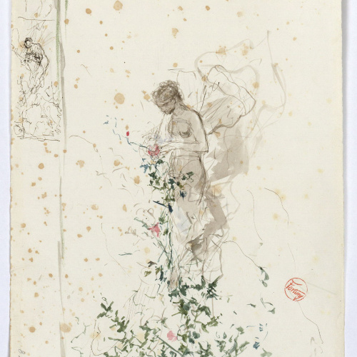 image for: Marià Fortuny - Estudi per a l&#039;aquarel·la «La papallona» - Cap a 1868
