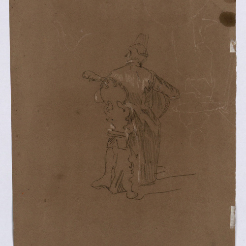 image for: Marià Fortuny - Estudi per al quadre «El col·leccionista d&#039;estampes» (anvers) / Músic (revers) - Cap a 1863-1867 [1]