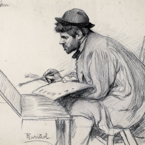 image for: Santiago Rusiñol - Retrat de Pere Ferran pintant - 1895