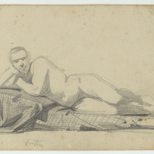 image for: Marià Fortuny - Estudi de nu masculí - Cap a 1856