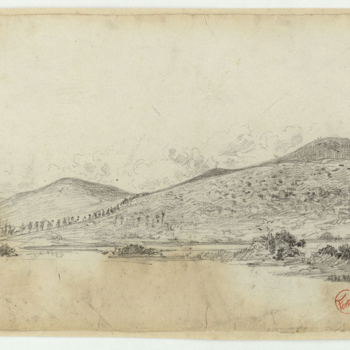 image for: Marià Fortuny - Paisatge marroquí amb figures desfilant - Cap a 1860