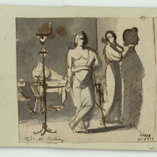 image for: Marià Fortuny - Cora, filla de Dibutades de Sicione, dibuixant el perfil del seu amant - Cap a 1856-1858