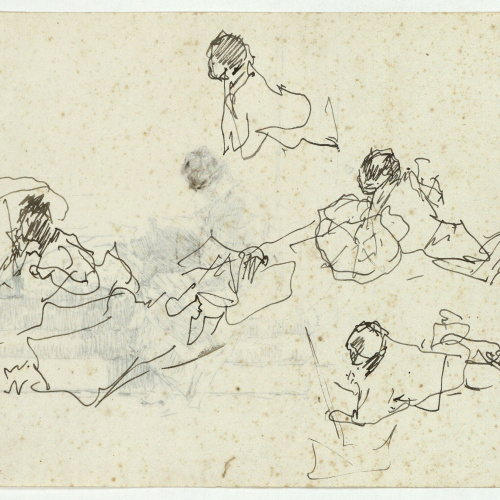 image for: Marià Fortuny - Emma Zaragoza, dona d&#039;Agrassot, asseguda en un divan (anvers) / Estudi per al quadre «Platja de Portici» (revers) - 1874 [1]