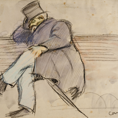 image for: Ricard Canals - Home assegut en un banc - Cap a 1896-1900