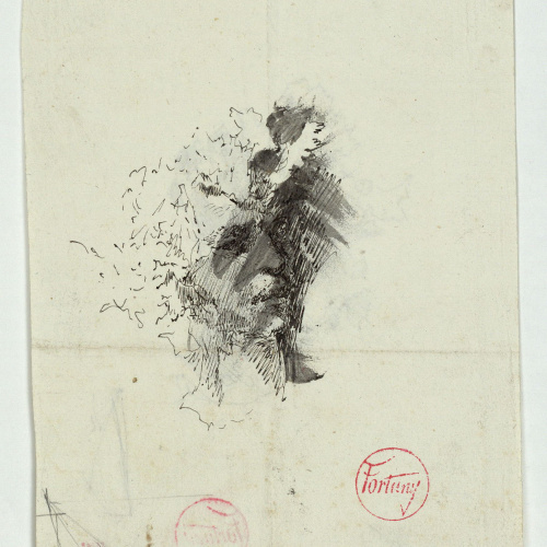 image for: Marià Fortuny - Cap masculí coronat de pàmpols (anvers) / Cap masculí coronat de pàmpols (revers) - Cap a 1870-1872 [1]