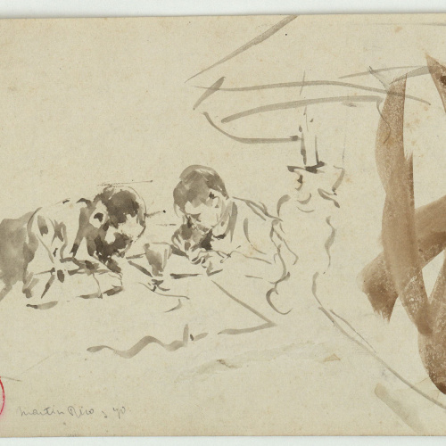 image for: Marià Fortuny - Esbós d&#039;home ajagut (anvers) / Martín Rico y yo (revers) - Cap a 1872-1874 [1]