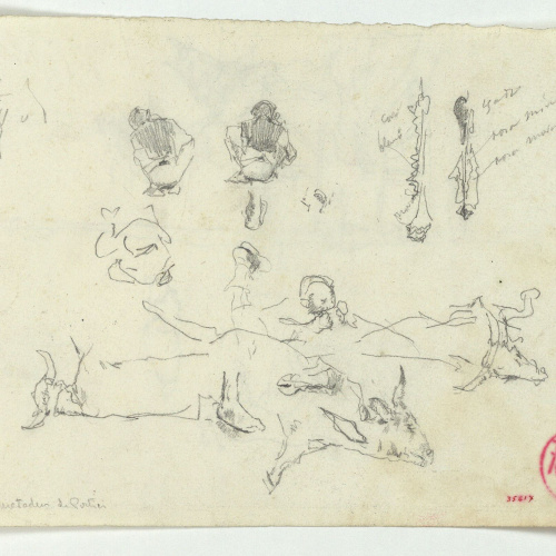 image for: Marià Fortuny - Estudi per al quadre «L&#039;escorxador de Portici» (anvers) / Estudi per al quadre «L&#039;escorxador de Portici» (revers) - Cap a 1874