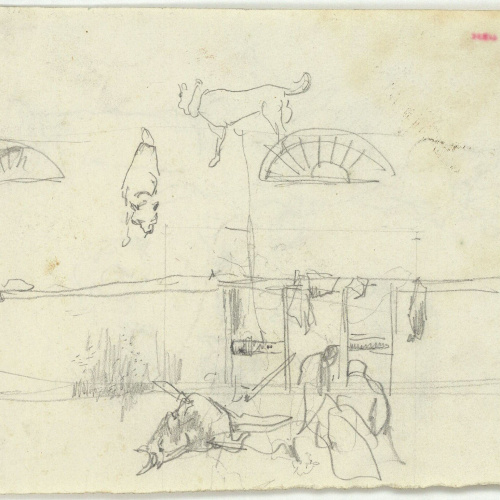image for: Marià Fortuny - Estudi per al quadre «L&#039;escorxador de Portici» (anvers) / Estudi per al quadre «L&#039;escorxador de Portici» (revers) - Cap a 1874 [1]