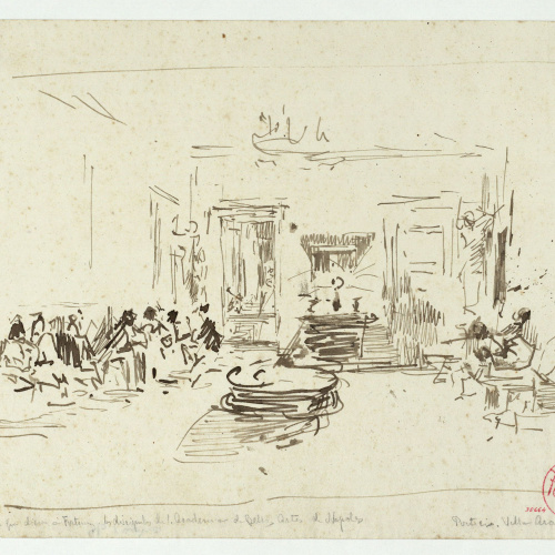image for: Marià Fortuny - Esbós de la serenata que els deixebles de l&#039;Acadèmia de Nàpols van donar a Fortuny a vil·la Arata - Cap a 1874