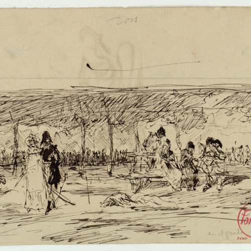 image for: Marià Fortuny - En el prado (anvers) / Disc amb motiu heràldic (revers) - Cap a 1867-1870