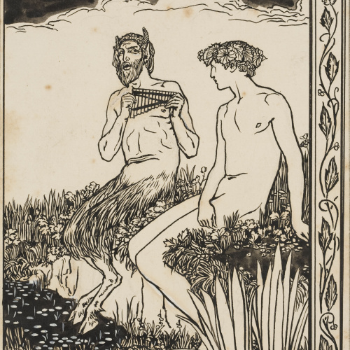 image for: Robert Anning Bell - «Poems». Faune i jove vora d&#039;un riu - Anterior a 1907