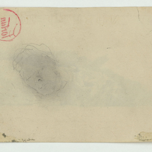 image for: Marià Fortuny - Figura recolzada en un mur (anvers) / Esbós de rostre masculí (revers) - Cap a 1860-1862 [1]
