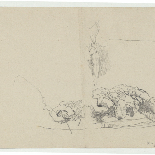 image for: Marià Fortuny - En el tren de Nápoles a Roma (anvers) / Esbós d&#039;home ajagut (revers) - 1874 [1]
