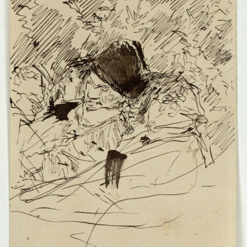 image for: Marià Fortuny - Estudi per al quadre «El jardí dels poetes» - Cap a 1871