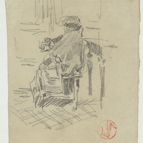 image for: Marià Fortuny - Esbós de figura femenina asseguda - Cap a 1863-1870