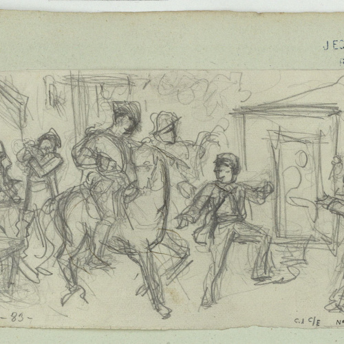image for: Marià Fortuny - Escena de càrrega policial - Cap a 1856-1858