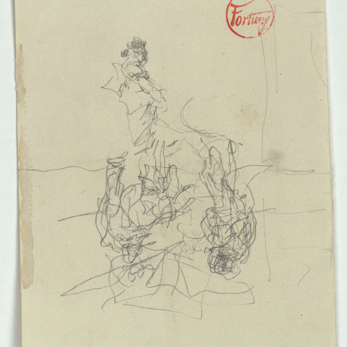 image for: Marià Fortuny - Croquis de figures (anvers) / Croquis de figures masculines (revers) - Cap a 1867-1872