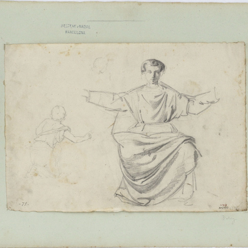 image for: Marià Fortuny - Esbós i estudi acadèmic de figures masculines - Cap a 1856-1858