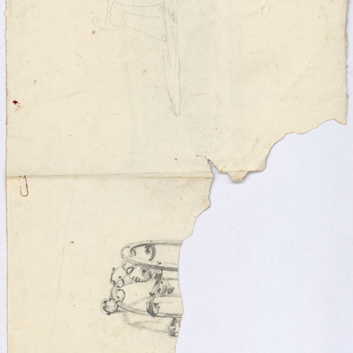 image for: Marià Fortuny - Apunt de motllures i cornises d&#039;un sostre (anvers) / Estudi per al quadre «La vicaria» (revers) - Cap a 1867-1874 [1]