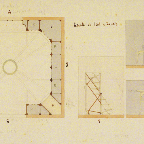 image for: Joan Busquets - Plànol, cadira i taula - 1908