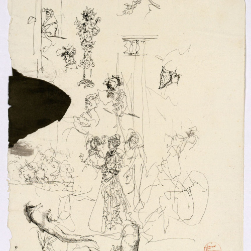 image for: Marià Fortuny - Esbós de figures femenines, braços i altres figures - Cap a 1867-1872
