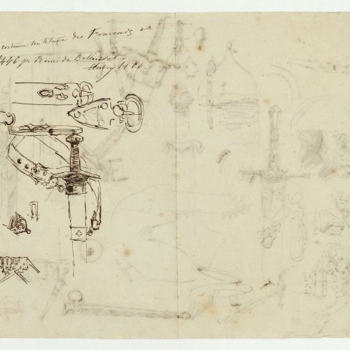 image for: Marià Fortuny - Espases, cascs i altres objectes (anvers) / Espases i altres objectes (revers) - Cap a 1867-1872 [1]