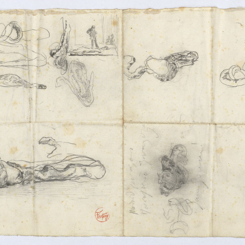 image for: Marià Fortuny - Estudi per al quadre «L&#039;encantador de serps» (anvers) / Estudi per al quadre «L&#039;elecció de la model» (revers) - Cap a 1869