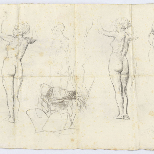 image for: Marià Fortuny - Estudi per al quadre «L&#039;encantador de serps» (anvers) / Estudi per al quadre «L&#039;elecció de la model» (revers) - Cap a 1869 [1]