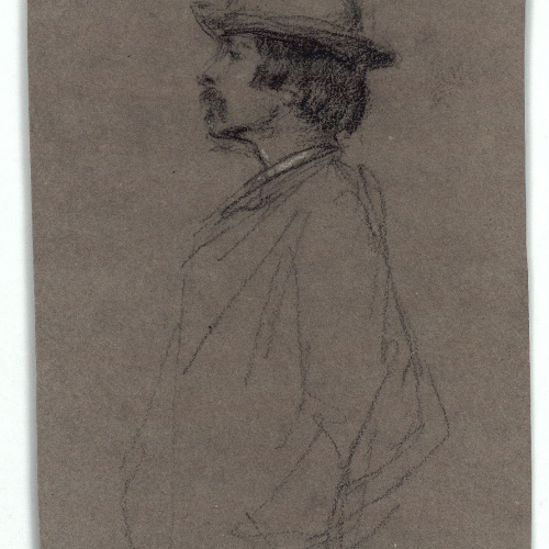 image for: Marià Fortuny - Retrat masculí (anvers) / Croquis de figura (revers) - Cap a 1863-1867