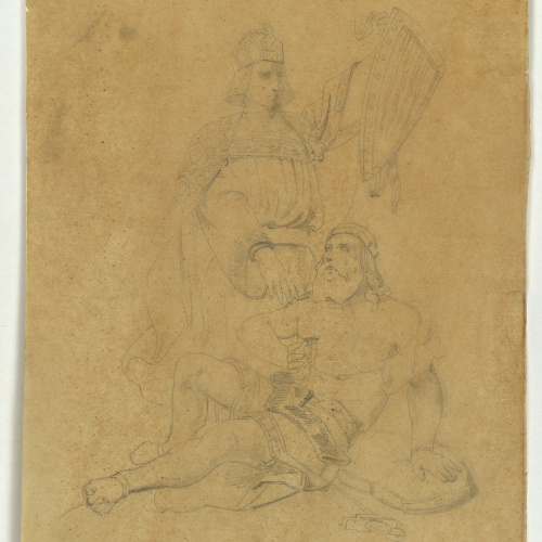 image for: Marià Fortuny - Calc de «La creació de l&#039;escut del comtat de Barcelona» - Cap a 1856-1858