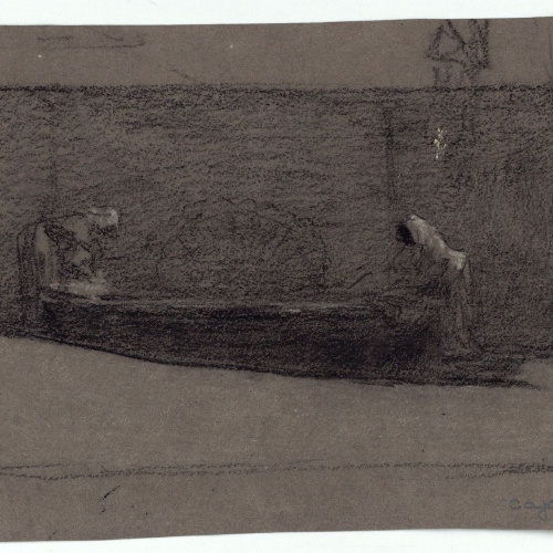 image for: Marià Fortuny - Bugaderes (anvers) / Figura masculina (revers) - Cap a 1863-1866