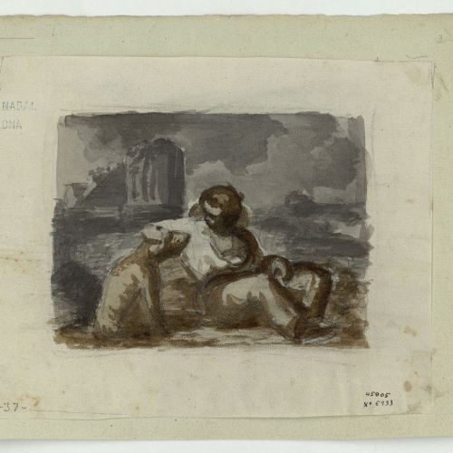 image for: Marià Fortuny - Noi amb un gos - Cap a 1855-1856