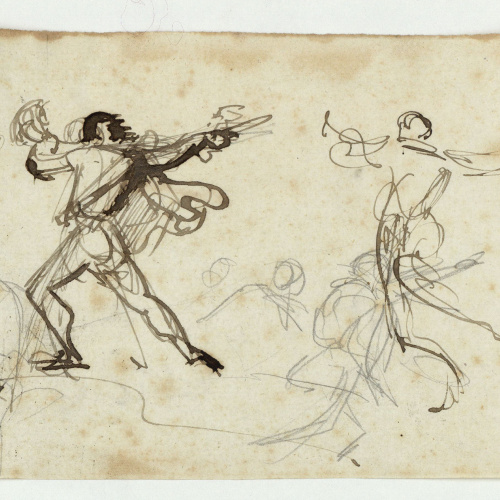 image for: Marià Fortuny - Croquis de figures masculines - Cap a 1856-1858
