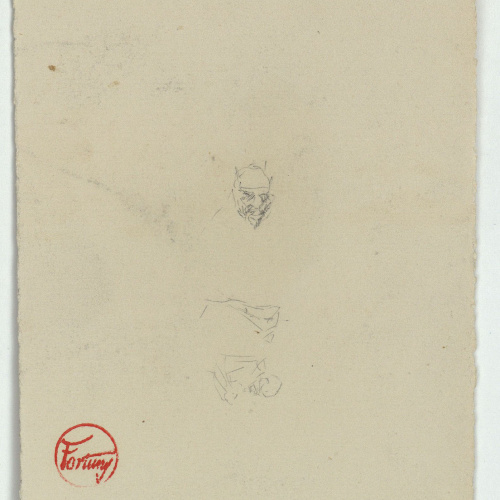 image for: Marià Fortuny - Apunt d&#039;un cap de marroquí i croquis inconcrets (anvers) / Marroquí (revers) - Cap a 1860-1862