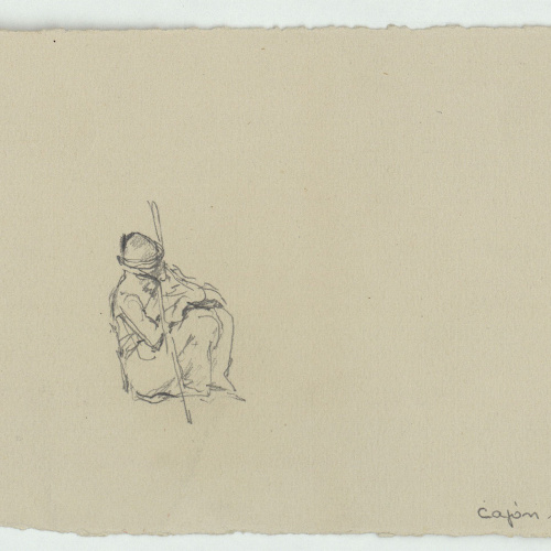image for: Marià Fortuny - Esbós de marroquins asseguts (anvers) / Marroquí assegut (revers) - Cap a 1860-1862 [1]