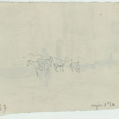 image for: Marià Fortuny - Interior d&#039;una església (anvers) / Animals (revers) - Cap a 1863-1867 [1]
