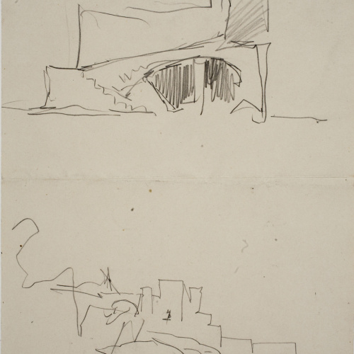 image for: Marià Fortuny - Esbós d'edificis en ruïnes vora el mar - Cap a 1874