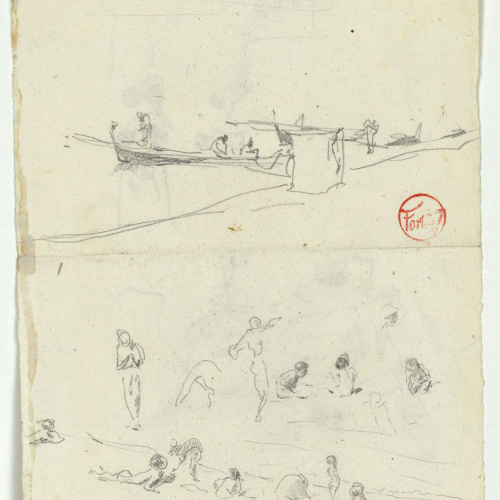 image for: Marià Fortuny - Estudi per al quadre «Platja de Portici» (anvers) / Estudi per al quadre «Platja de Portici» (revers) - Cap a 1874